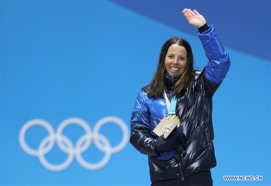 (SP)OLY-SOUTH KOREA-PYEONGCHANG-CROSS-COUNTRY SKIING-LADIES' 7.5KM+7.5KM SKIATHLON-MEDAL CEREMONY