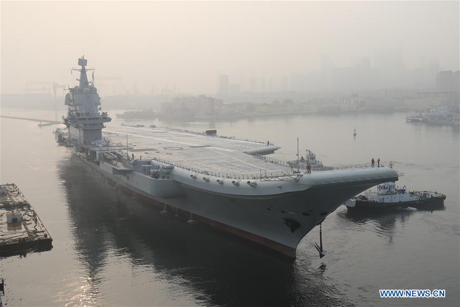 #CHINA-DALIAN-FIRST HOME-BUILT AIRCRAFT CARRIER-SEA TRIALS(CN*)