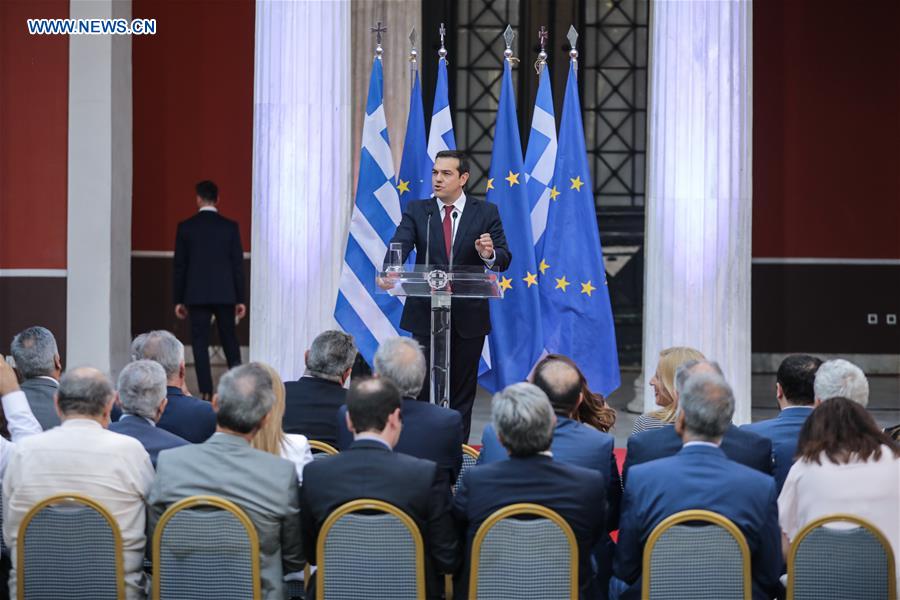 GREECE-ATHENS-DEBT-BAILOUT-EXIT-PM-CELEBRATION