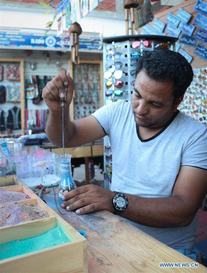 EGYPT-DAHAB-HANDICRAFTS-SAND ART BOTTLES-SOUVENIRS