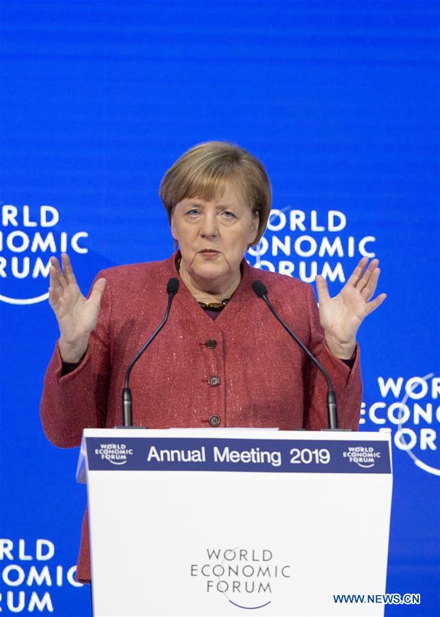 SWITZERLAND-DAVOS-WORLD ECONOMIC FORUM-GERMANY-MERKEL