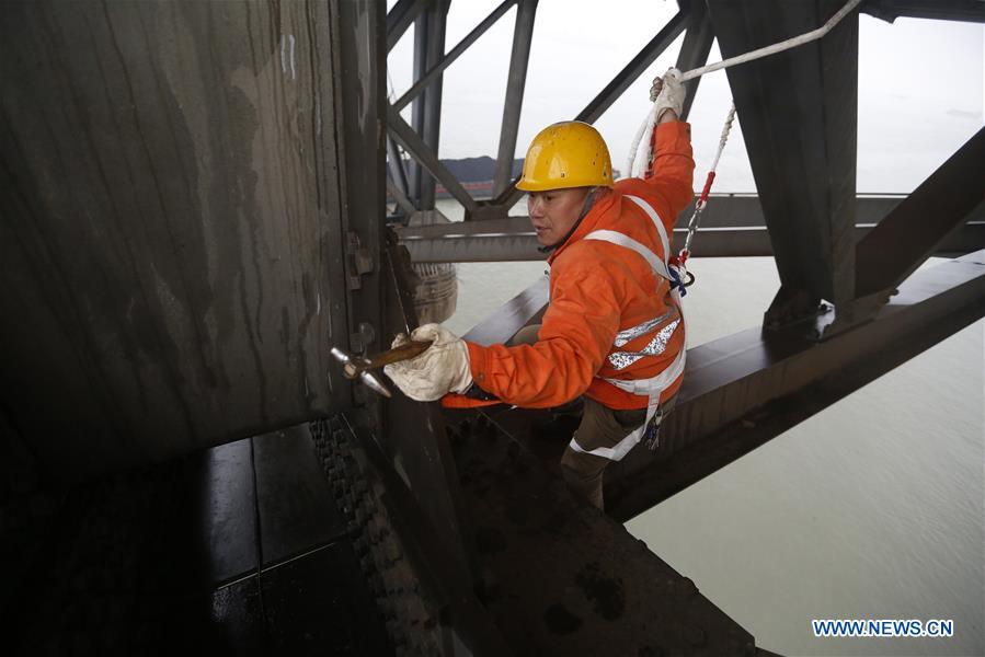 #CHINA-JIUJIANG-SPRING FESTIVAL-TRAVEL RUSH-BRIDGE MAINTENANCE (CN)