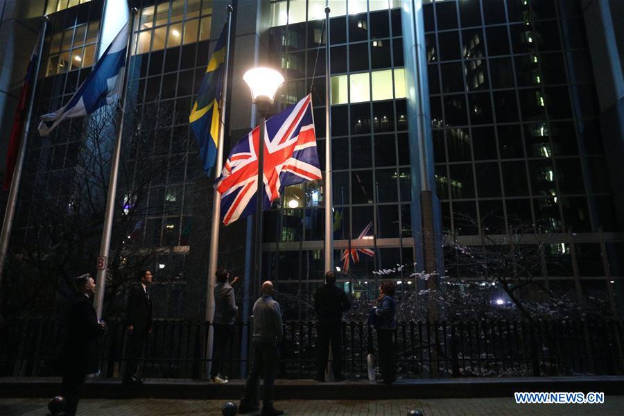 BELGIUM-BRUSSELS-UK-BREXIT-FLAG LOWERING